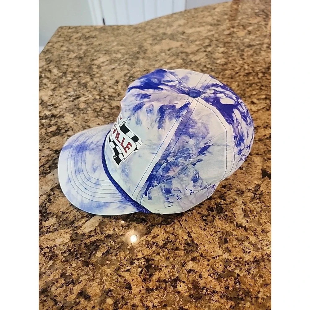 1994‎ Martinsville Hat blue white strapback nascar tie dye race flag checkered